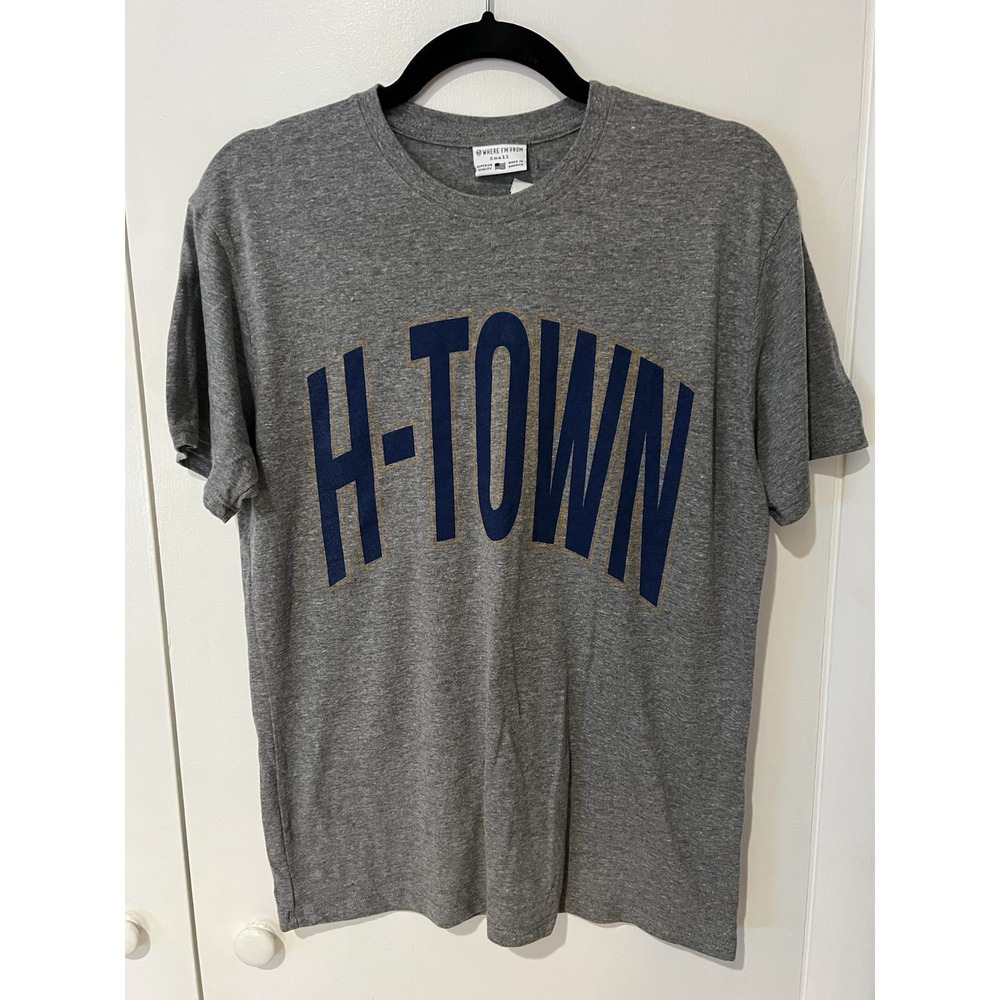 NWOT‎ Where I'm From H-Town Unisex Size Small Heather Gray Blue T-Shirt Tee
